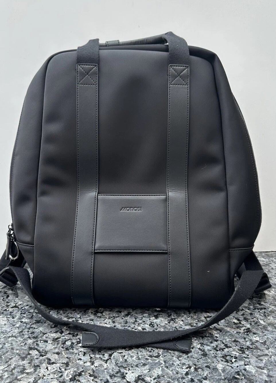 Monos Metro Backpack Vegan Leather Oxford Black Laptop Travel Bag Minimalist